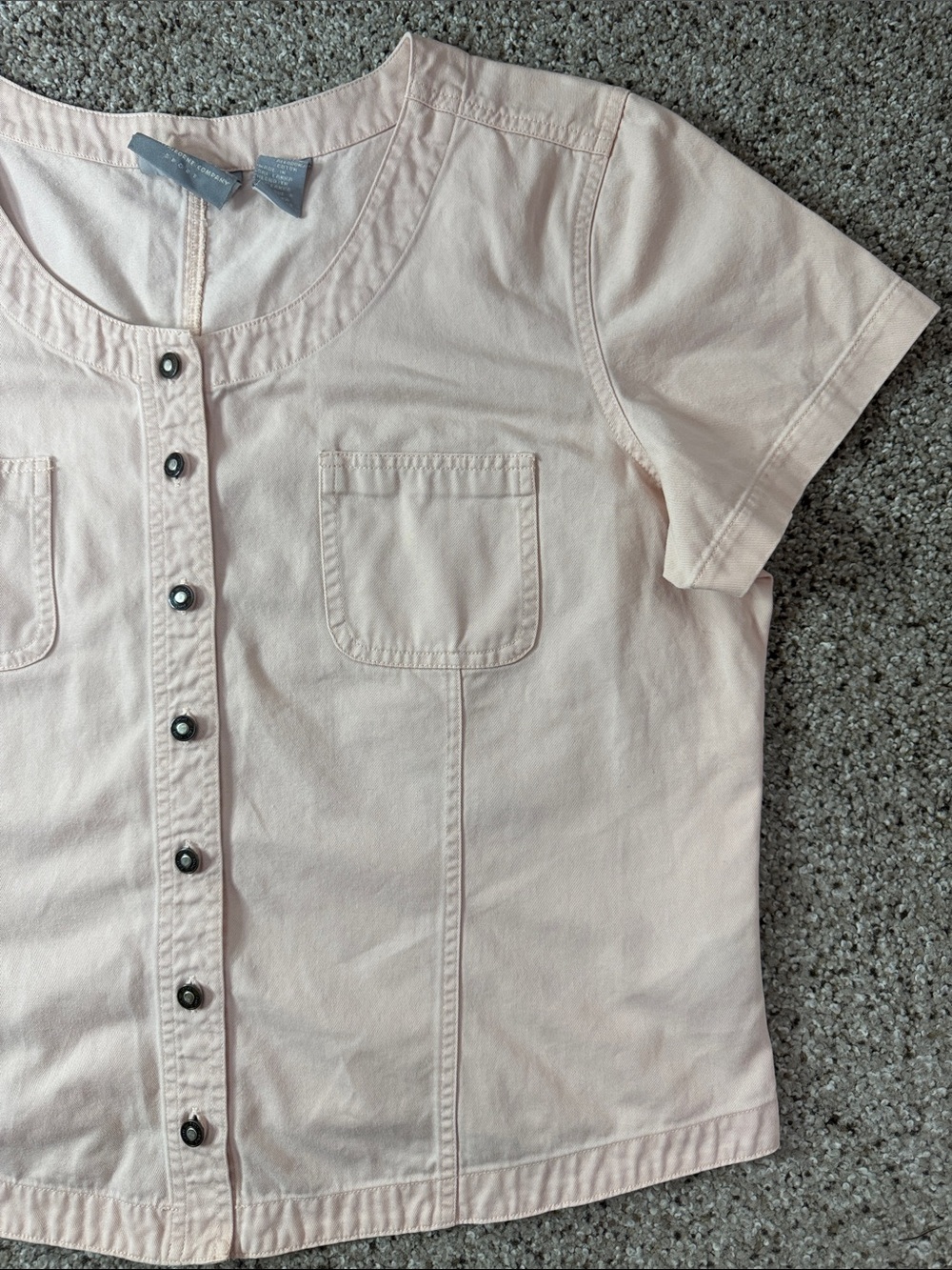 First Issue Light Pink Button-Front Short Sleeve Top - Picture 3 of 13